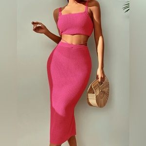 Knitted Cover Up Top & Skirt Set